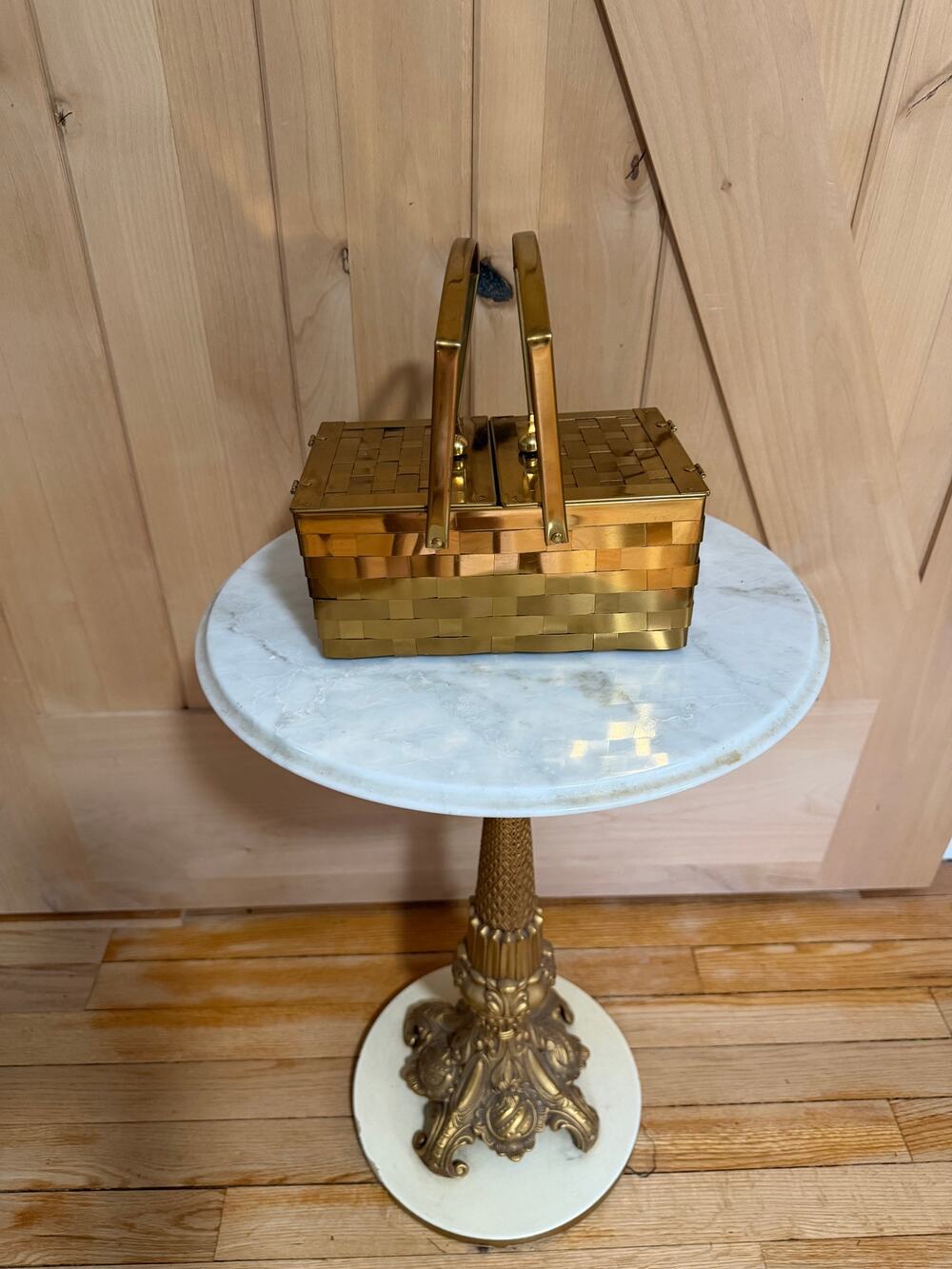 Vintage Dorset Rex Gold Weave Basket Bag 1950s Lunch Box Purse Saks Fifth Avenue